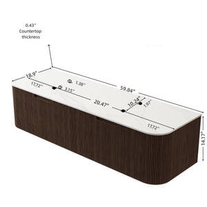 English Elm Dina Wall Mounted Plywood Vanity Sintered Stone Top Soft Close Drawers Dark Walnut W2615P301439