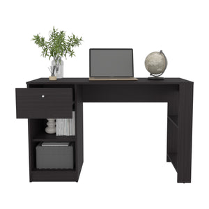 English Elm 120-Home 47" Wide One Drawer Desk with Four Shelves for Home Office, Gamer Station, Durable Storage Black 27 L x 53 W x 9 H B070P254777