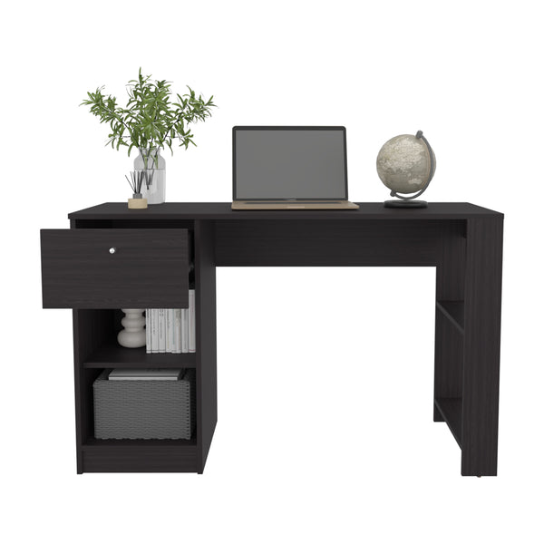 English Elm 120-Home 47" Wide One Drawer Desk with Four Shelves for Home Office, Gamer Station, Durable Storage Black 27 L x 53 W x 9 H B070P254777