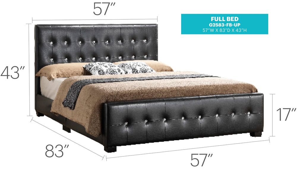 English Elm Transitional Velvet Upholstered Full Bed with Padded Headboard for Durability and Cozy Lounging White 40.6 L x 58.9 W x 4.73 H B078118356