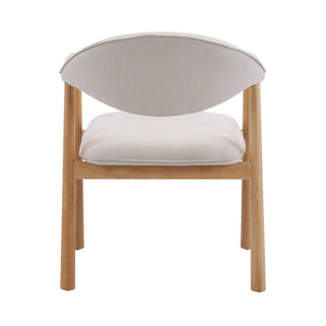 English Elm Modern Rubberwood Dining Chair Set Sculptural Curved Back Upholstered Seat Walnut Frame Beige,Natural N768P391165N