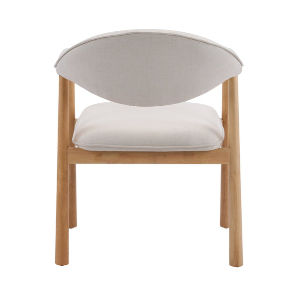 English Elm Modern Rubberwood Dining Chair Set Sculptural Curved Back Upholstered Seat Walnut Frame Beige,Natural N768P391165N