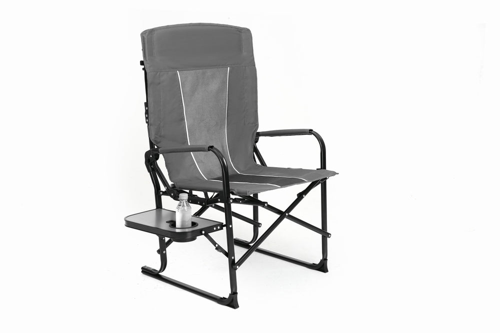 English Elm Camping Director Chair with Side Table, Cup Holder & Mesh Back, Heavy-Duty Folding Seat for Outdoor Events Gray W640P224440