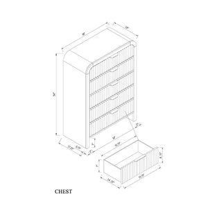 English Elm Beverly Fluted White and Black Chest with LED Lighting, Solid Wood & MDF, Spacious Edge-Pull Drawers White+Black 41.25 L x 21 W x 57.75 H B201P391769