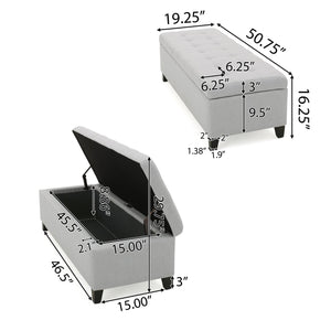 English Elm Christopher Knight Home® - Upholstered Storage Ottoman Bench with Flip-Top Compartment for Extra Seating, Footrest, Durable Elegance LIGHT GREY 68087.00