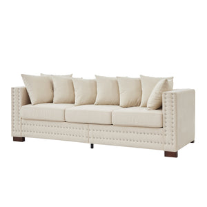 English Elm Modern Velvet Sofa With Square Armrests, Silver Nail Trim & Plush Comfort For Stylish Living Rooms W1097S00185