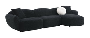 English Elm Lucifer Contemporary Black & White Shimmer Fabric Sectional Sofa with 3 Pillows, Full Foam Comfort B2726S00470