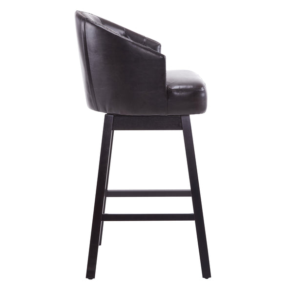 English Elm Christopher Knight Home® - 33.25" Swivel Counter Stools Set of 2 — 360° Faux Leather Bar Stools with Tufted Back, Footrest, Adjustable Feet WF532108BRN