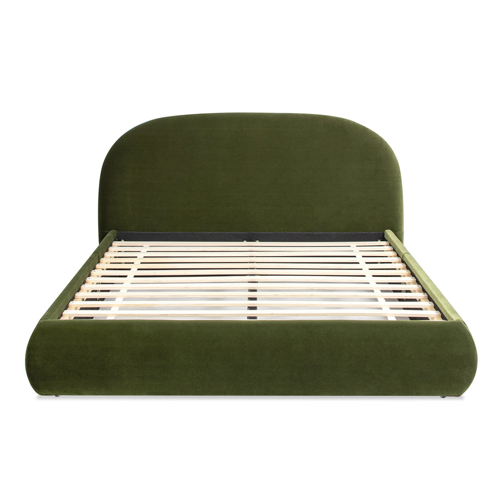 English Elm Jennifer Taylor Home - Archie Olive Green Puffy Grounded Upholstered Platform Bed — Velvet Arch Headboard, No-Box Spring Needed B2719P238215