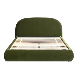 English Elm Jennifer Taylor Home - Archie Olive Green Puffy Grounded Upholstered Platform Bed — Velvet Arch Headboard, No-Box Spring Needed B2719P238215