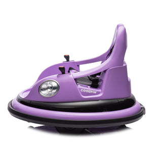 English Elm 12v Kids Ride on Bumper Car with 360 Spin Led Lights Bluetooth and Parental Remote Purple W1578P198507