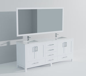 English Elm White Double Bath Vanity 80" W x 22" D with Carrara Marble Top, Chrome Faucet, 30" Mirrors, Durable Finish B2731S01054