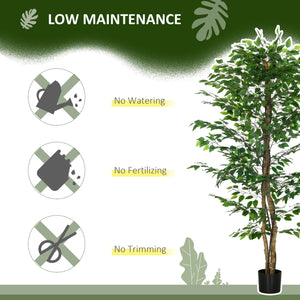 English Elm HOMCOM Realistic 6ft Ficus Artificial Tree with Pot, 1,260 Lush Leaves, No Maintenance Décor W2225P217280
