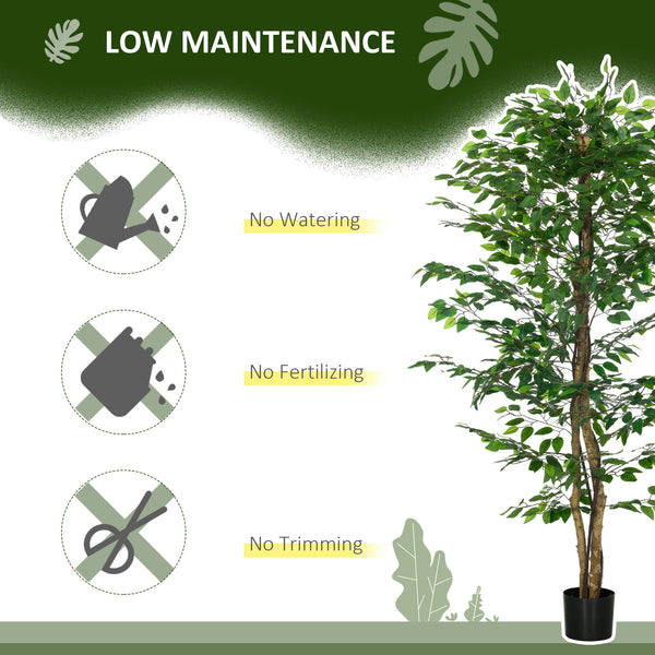 English Elm HOMCOM Realistic 6ft Ficus Artificial Tree with Pot, 1,260 Lush Leaves, No Maintenance Décor W2225P217280