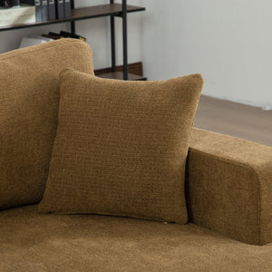 English Elm 56.3" Wide Chenille Linen Convertible Sofa Bed with Pocketed Springs and Matte Black Legs Brown W3189S00008