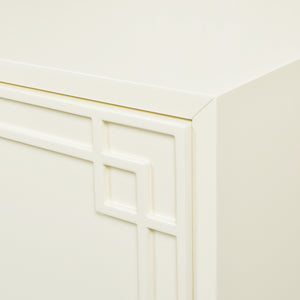 English Elm Jennifer Taylor Home - Gemini 79" Sideboard Buffet in White Lacquer Birchwood — Handmade Solid Wood, Magnetic Doors, Storage B2719P238481