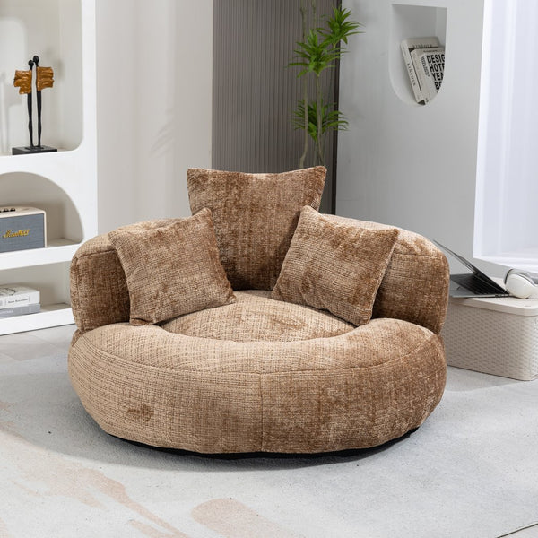 English Elm Lazy Sofa Oversized Ergonomic Bean Bag Lounger with High Wrap Back, Plush Chenille Foam Comfort for Living Room, Bedroom, Office Coffee W395P252063