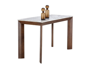 Sunpan FERGUS Counter Table - Elegant White Marble Top with Solid Rubberwood Legs for Modern Dining Spaces 104403