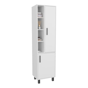 English Elm Storage Cabinet Vertical 2-Door 9-Shelf White Engineered Wood Freestanding 68.1"H Compact FDA Compliant B097P350297