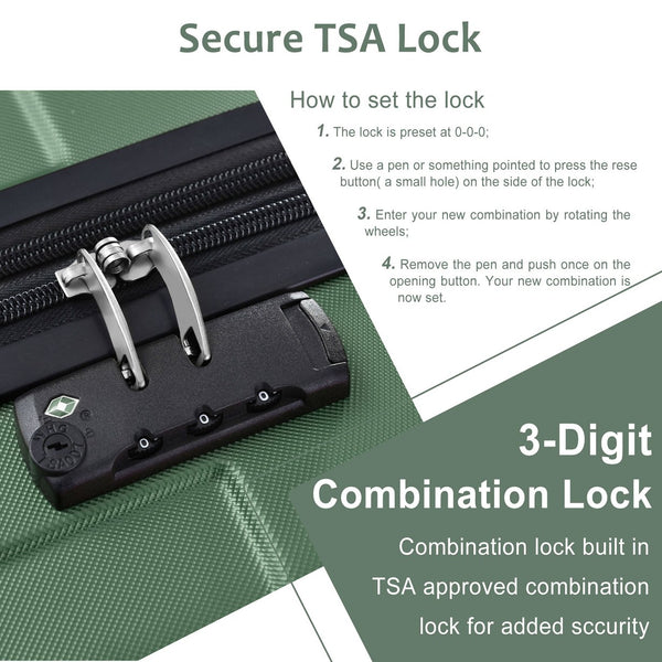 English Elm Hardshell Six Piece Luggage Set Expandable Abs Suitcases with Spinner Wheels Tsa Lock Green N730P296628F