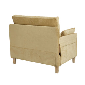 English Elm Foldable sofa bed recliner with three pillows, 3-in-1 convertible sleeper for small spaces, mid-century modern comfort Mustard yellow W395P290559