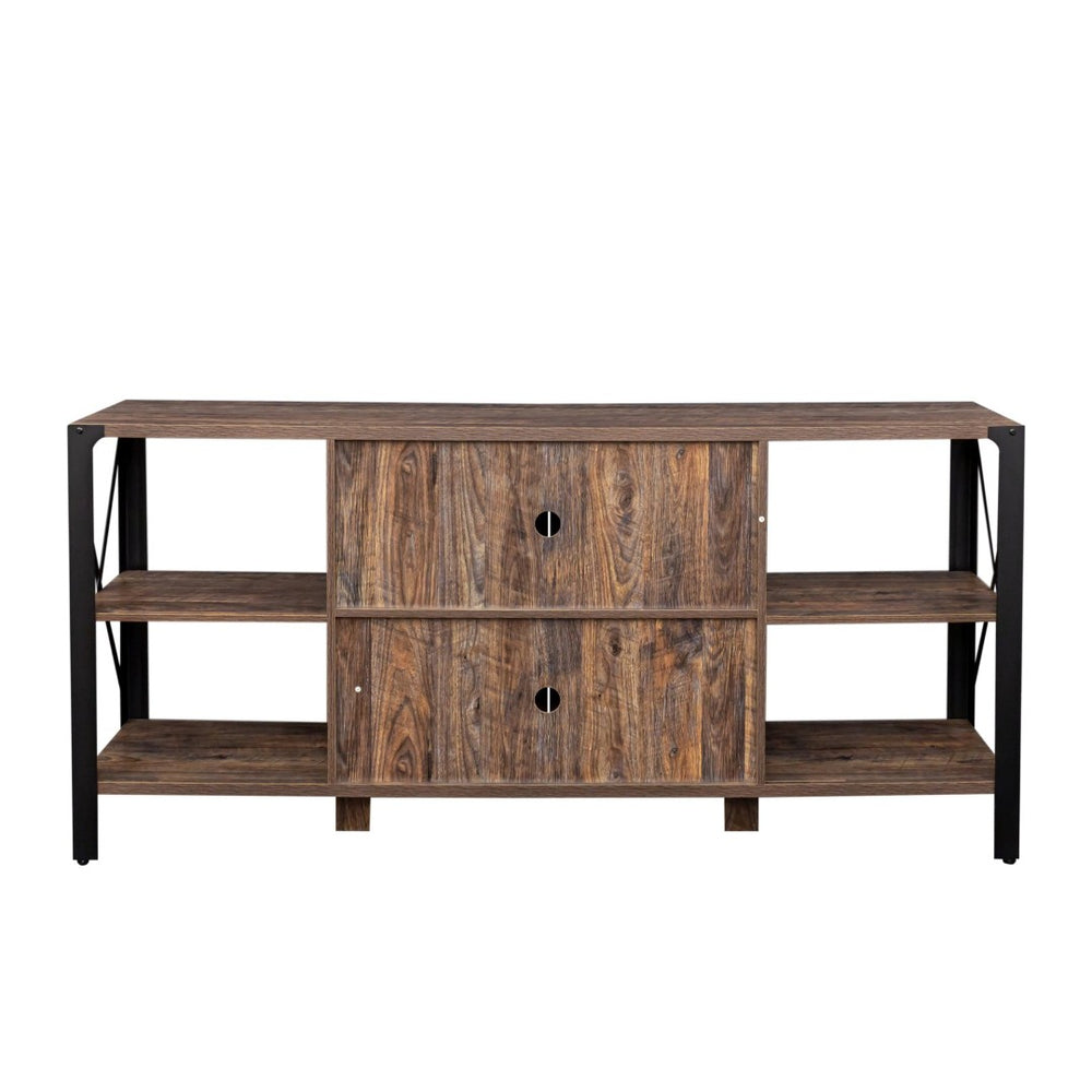 English Elm Tv Stand For Living Room & Bedroom - 80" Industrial Farmhouse Media Console With Open Shelves W331S00123-GIGA