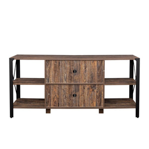 English Elm Tv Stand For Living Room & Bedroom - 80" Industrial Farmhouse Media Console With Open Shelves W331S00123-GIGA