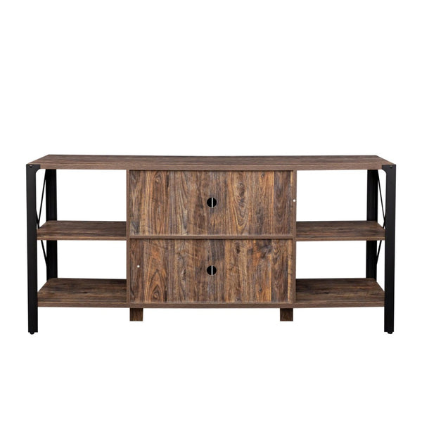 English Elm Tv Stand For Living Room & Bedroom - 80" Industrial Farmhouse Media Console With Open Shelves W331S00123-GIGA