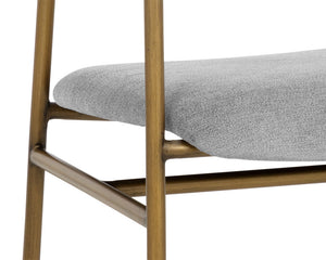 Sunpan Giorgio Mid-Century Modern Dining Armchair with Antique Brass Legs and Durable Performance Fabric