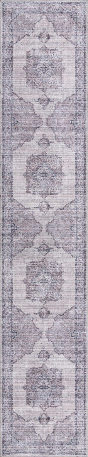 Unique Loom Mangata Mariah Machine Made Medallion Rug Ivory and Gray, Black 2' 7" x 13' 1"