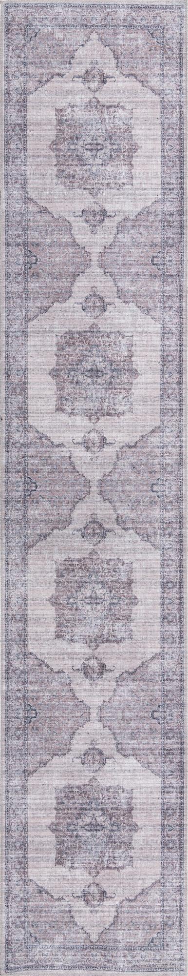 Unique Loom Mangata Mariah Machine Made Medallion Rug Ivory and Gray, Black 2' 7" x 13' 1"