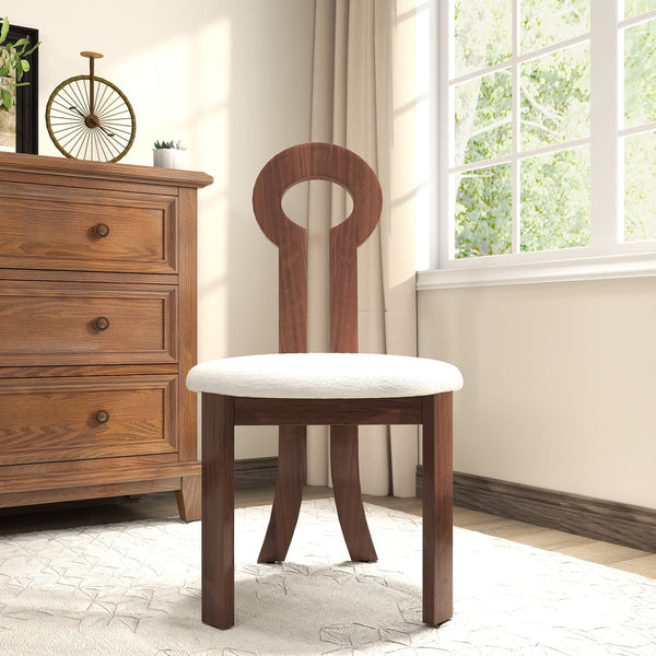 English Elm Vintage Rubber Solid Wood Dining Chair Set of 2 — Plush Berber Fleece Upholstery, Water & Stain Resistant, 280 lb Capacity Natural,White W1535P281510