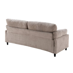 English Elm 82.6" Corduroy Mid-century Loveseat Ribbed Fabric Sofa Solid Wood Tapered Legs 2 Seater Camel W5515P488385