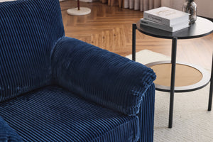 English Elm 33 Inch Oversized Swivel Corduroy Lounge Chair with Plush Chenille Cushioning and Support Springs Blue W1829P265013