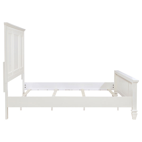 English Elm Chelema Cream White Eastern King Wood Panel Bed with Carved High Headboard and Elegant Accents B062S01322