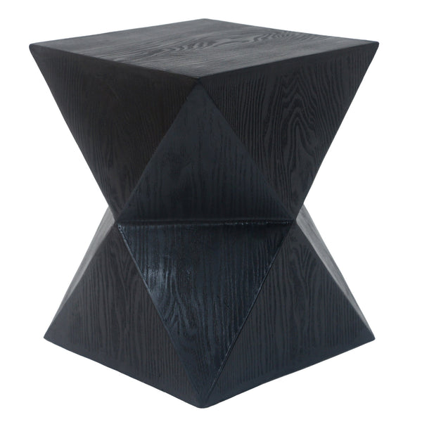 English Elm 14.25" Concrete Hourglass Outdoor Side Table Matte Black Hand Painted Patio Accent N767P192080B