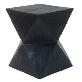 Christopher Knight Home® - Noble House - - 14.25" Black Prismatic Symmetry Concrete Side Table With Smooth Wood Grain Texture And Modern Prismatic Shape – Weather-Resistant Accent For Patio, Garden, Or Balcony