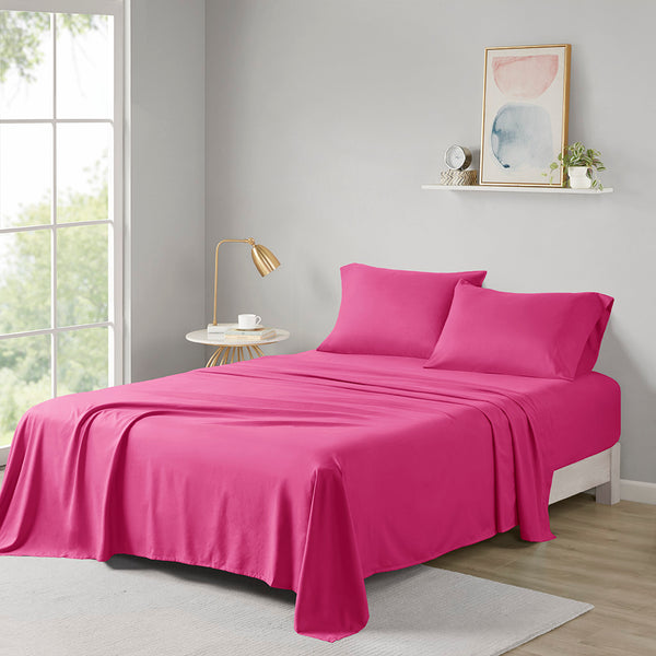 JLA Home Intelligent Design - All All Season Soft Touch Sheet Set – Ultra-Soft Microfiber, Wrinkle-Resistant, OEKO‑TEX Certified Comfort Pink ID20-138
