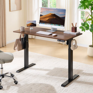 English Elm Electric Sit Stand Desk with Seamless One Piece Top and Industrial Steel Frame W1769P345628