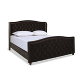 English Elm Marcella Upholstered Shelter Headboard Bed Set, King, Deep Brown Performance Velvet