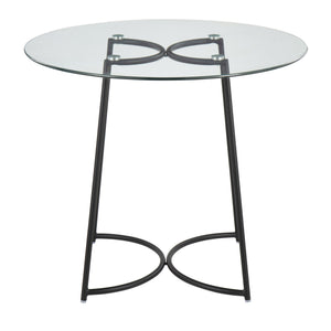 English Elm Cece Modern Round Glass Dinette Table In Black Steel - Stylish & Durable Seating For Four B202S01100