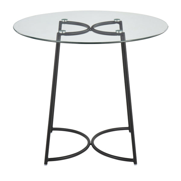English Elm Cece Modern Round Glass Dinette Table In Black Steel - Stylish & Durable Seating For Four B202S01100