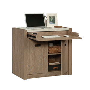 English Elm Library Base - Contemporary Brown Storage Solution With Integrated Power For Home & Office Organization B356P402734