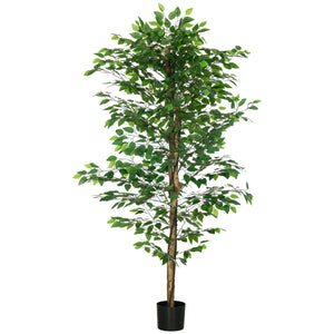 English Elm HOMCOM Realistic 6ft Ficus Artificial Tree with Pot, 1,260 Lush Leaves, No Maintenance Décor W2225P217280