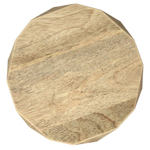 English Elm Judson Sculptural Mango Wood Side Table Faceted Round Accent for Modern Living Spaces B136P419894