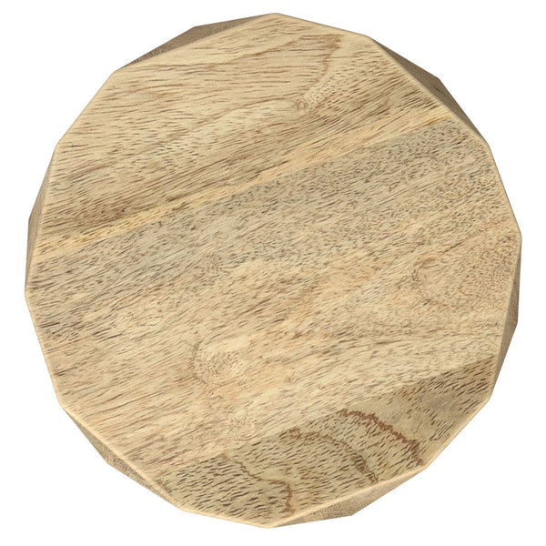 English Elm Judson Sculptural Mango Wood Side Table Faceted Round Accent for Modern Living Spaces B136P419894