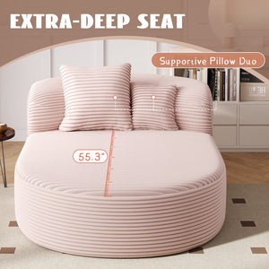 English Elm Swivel Barrel Accent Chair Chenille Tufted Round Club Seat for Living Room Lounge Pink N719S002370P