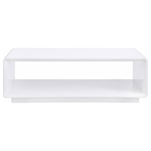 English Elm Fletcher Lacquered High Gloss Coffee Table with Open Shelf for Modern Living Rooms B062P447999
