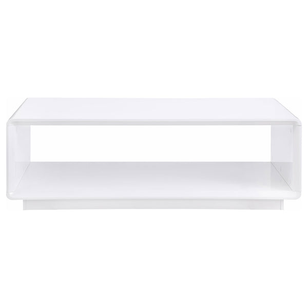 English Elm Fletcher Lacquered High Gloss Coffee Table with Open Shelf for Modern Living Rooms B062P447999