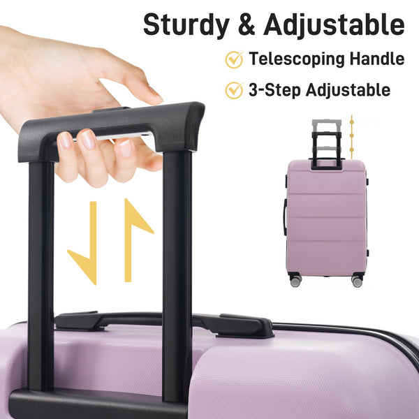 English Elm Hardshell 3 Piece Luggage Set Abs Spinner Suitcase with Tsa Lock Telescoping Handle Pink Purple N732P308497I
